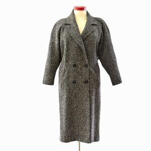 Andover Tweeds Black White & Red Cocoon Coat Womens Size 13 Double Breasted Wool